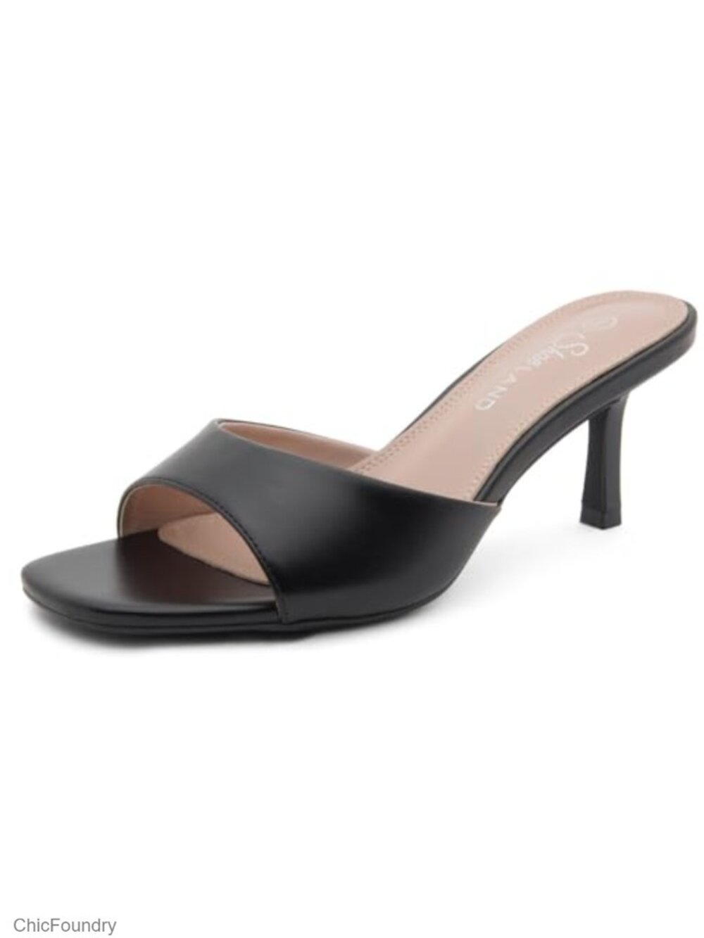 Women's Low Kitten Heel Slide Sandals Open Toe Slip-On Mules Dressy